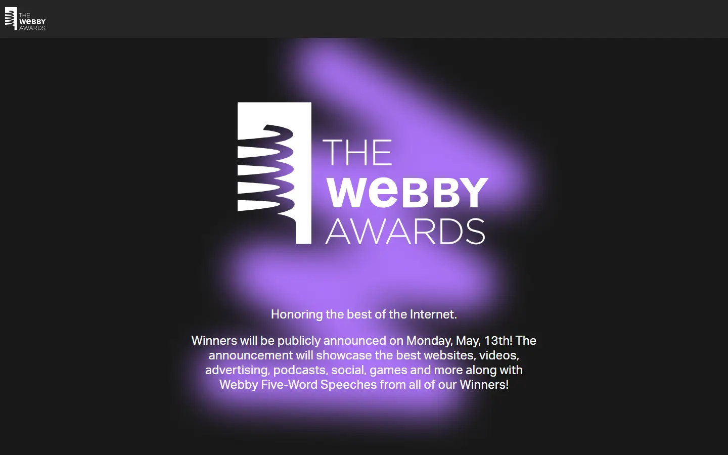 2021 Virtual Webbys homepage