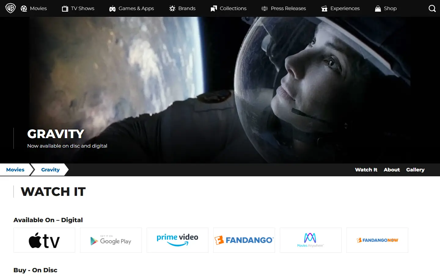 Gravity homepage