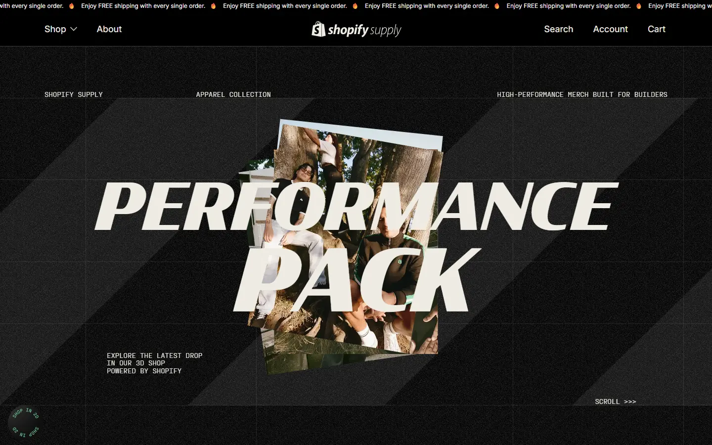 Shopify Supply | Performance Pack homepage